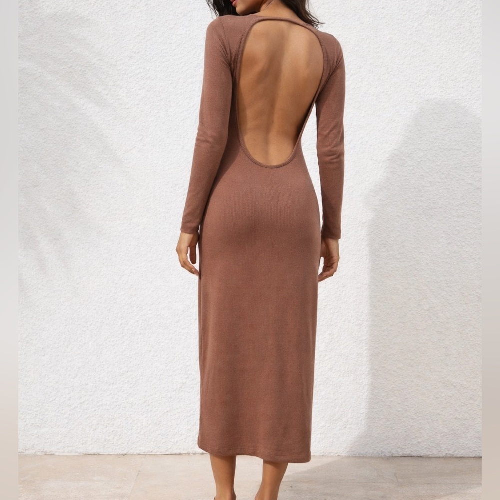 Zara Open Back Dress Midi Elegant Casual Spring Summer Easter Vacation Party